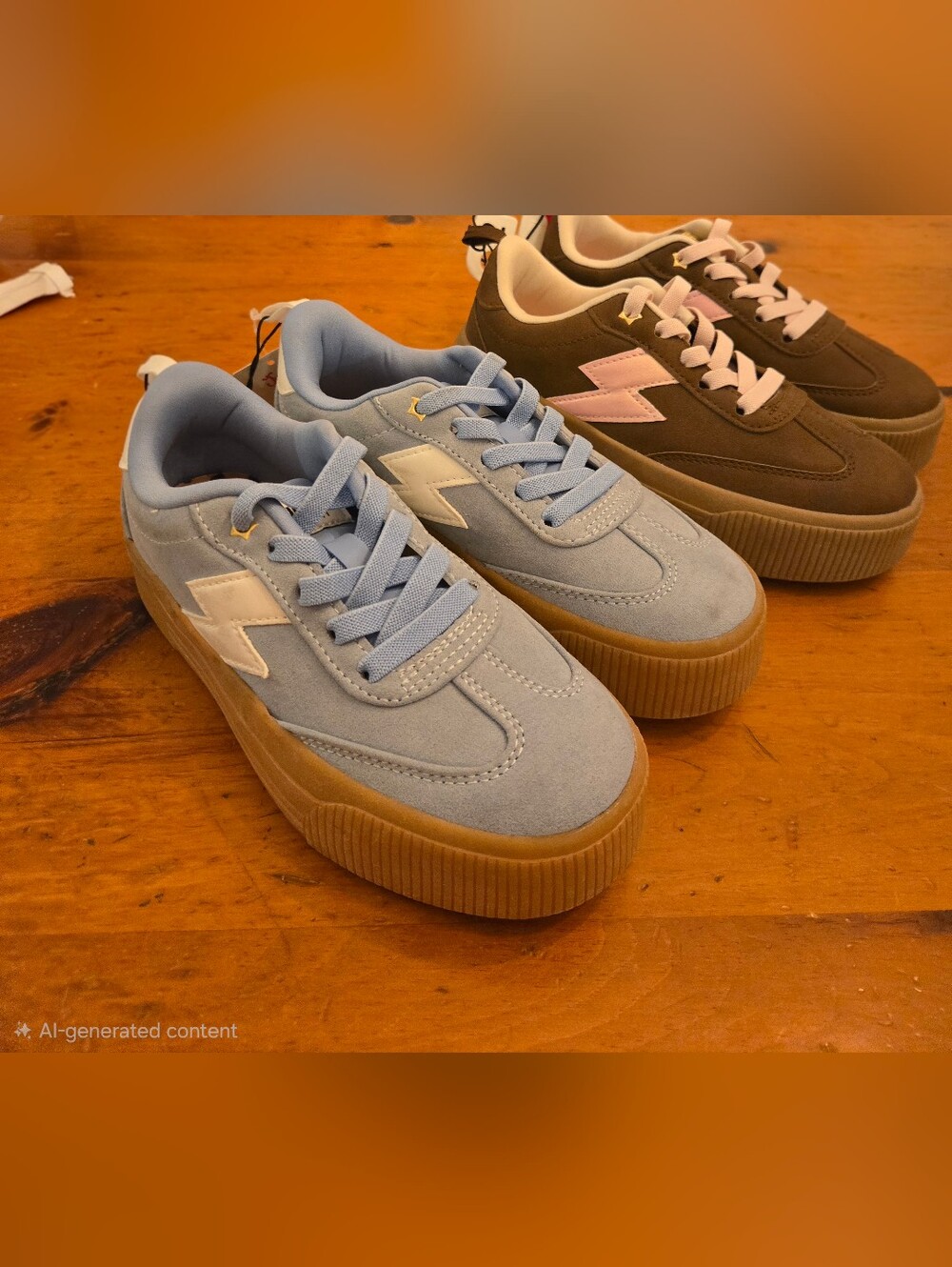 2 Pairs Of New Girls JUSTICE  Suede Platform Sneakers in Light Blue & brown Sz2